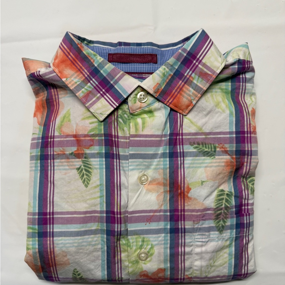Tommy Bahama Multicolor Plaid Floral Button-Down Shirt